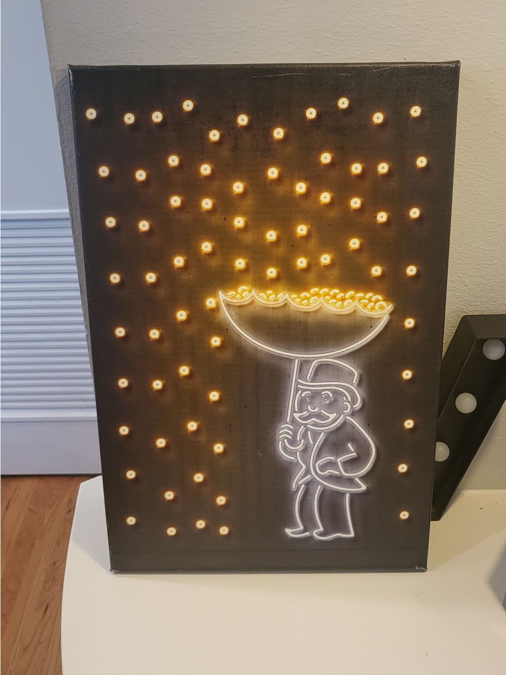 Monopoly Man Canvas Frame Art, Money Rain Wall Art 12x18